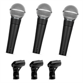 3x Shure SM58 Vocal Cardoid Microphone inc clip