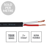 eLumen8 TOUR 2-adriges 2 x 2,5 mm2 Lautsprecherkabel SP2X2,5B, Schnittlänge schwarz