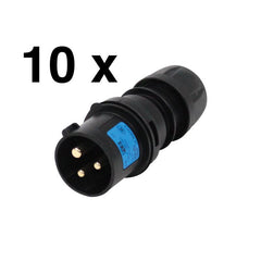 10x 16a Black Socket Plug IP44