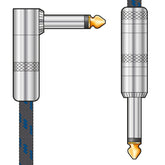 Citronic Braid Guitar Lead R/A Blue/Black 3m