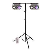 2x Ibiza Light Combi-FX2 Multi Effect Disco Light DJ Lighting Strobe UV Astro Water Effect inc Stand