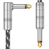 Citronic Braid Guitar Lead R/A Blk/Wht 3m