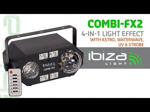 2x Ibiza Light Combi-FX2 Multi Effet Disco Lumière DJ Éclairage Stroboscope UV Astro Effet Eau