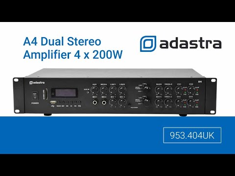 Adastra A4 Dual Stereo PA Amplifier 4 x 200W USB FM Tuner PA System Amplifier