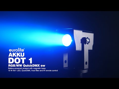Eurolite Battery Powered Pinspot 15W RGBW LED QuickDMX Frost Filter and IR Remote