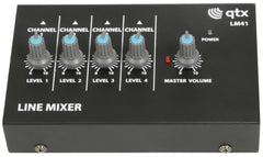 QTX LM41 4ch Mono Mini Mixer Line Level Studio Karaoke DJ Recording