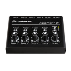 JB systems NANOMIX-4BT Compact 4 Channel Line Mixer and Interface with Bluetooth