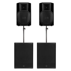 2x RCF ART 735-A MK5 15" Active PA Speaker 1400W + 2x SUB8003-AS MK3 Subwoofer 2200w with Speaker Poles