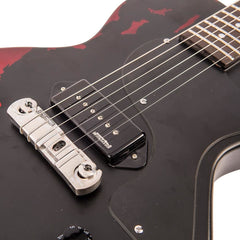Vintage V120 Icon - Distressed - Black On Cherry Red