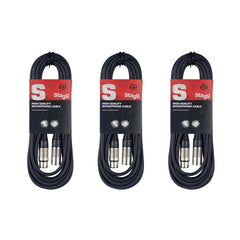 3x Stagg 6m XLR Cable