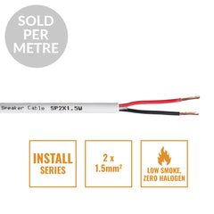 eLumen8 INSTALL LSZH 2 Core 2 x 1.5mm2 Speaker Cable SP2X1.5W, Cut Length White