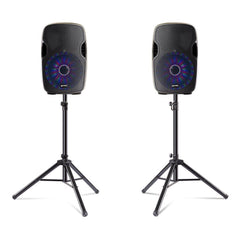 2x Gemini AS-12BLU-LT Aktivlautsprecher 1500W DJ Disco Sound Bluetooth inkl. Ständer