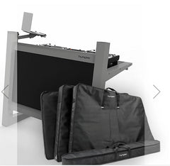 Humpter Console PRO DJ Booth inc. Plaque avant inférieure, support d'angle pour ordinateur portable et sacs de transport