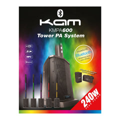 Kam KMPA600 Turmsäulenlautsprecher mit Beleuchtung 240 W Bluetooth