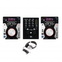 Omnitronic XMT-1400 &amp; PM-222 Paket CD-Player CDJ USB MP3 DJ Setup