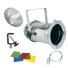 PAR 64 500w Par Can Package inc Lamp, Hook, Clamp & Gel Chrome
