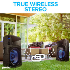Gemini Sound GSW-T1500Pk Portable Water Resistant Wireless Bluetooth Party Speaker