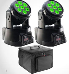 2x Stagg Headbanger 10 4-in-1 LED Moving Heads inc. Carry Bag