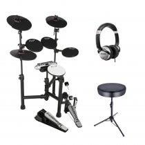 Carlsbro CSD130 Digitales Schlagzeug-Set, elektrisches Schlagzeug, inkl. Hocker, Sticks und Kopfhörer im Paket