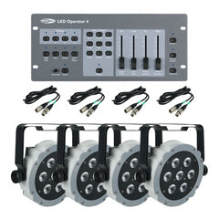 4x Showtec Compact Par 7 Q4 inkl. Controller und Kabel