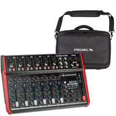 Proel PLAYMIX10 10 IN Bluetooth USB FX DSP Compact Mixer inc Carry Bag