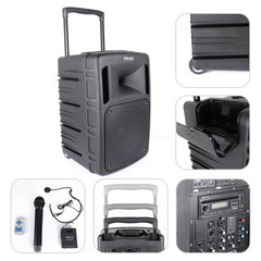 Tragbares BST PWA320-Soundsystem mit Akku, inkl. kabellosem Handheld- und Beltpack-CD-Player und Bluetooth