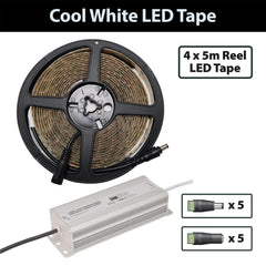 Lyyt 20m Cool White 6000K 12V LED Tape Package inc Power Supply & Connectors