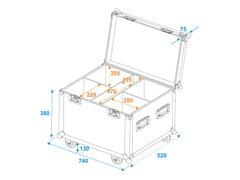 ROADINGER Flightcase 4x LED Theater COB 200 Serie, mit Rollen