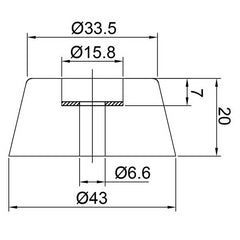 Set of 4 Large Rubber Feet with Steel Washers (Screws included) - 20mm High
