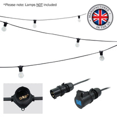 PCE 25 m ES-Girlande, 1 m Abstand mit 16 A-Stecker und -Buchse