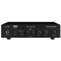 Monacor SA-100 Stereo Amplifier 100W HiFi PA 4 Input Background Music System