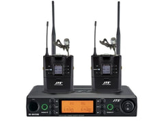 JTS UHF PLL Dual Channel Diversity Lapel Wireless Microphone System with REMOSET and BNC antenna