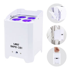 LEDJ White Rapid QB1 Hex IP LED Uplighter IP54 Battery Wireless LED Outdoor Lighting