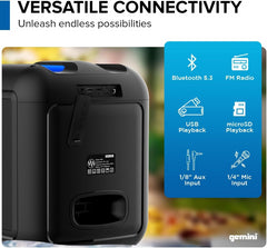 Gemini GGO-650L Battery Portable Bluetooth Karaoke Speaker with Wireless Mic