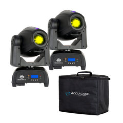 2x ADJ Focus Spot, 2x LED Moving Head 100W Beleuchtung, 2x Prisma Effekt Bundle mit Koffer