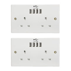2x Mercury 2-Gang UK 13A Mains Socket