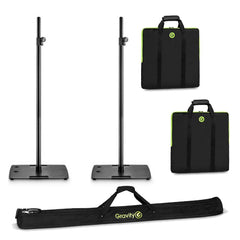 2x Gravity TLS431B Touring Lighting Stand with Square Base for DJ Disco Lighting inc Carry Bags