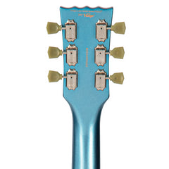 Vintage VSA500 ReIssued Left-Handed Semi-Acoustic Guitar – Limited Edition in Gun Hill Blue with Dual WOCHB Humbuckers