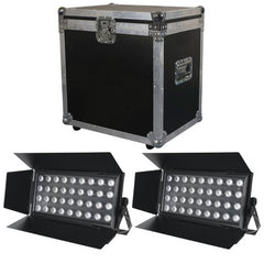 2x Equinox Cabaret Colour 36 x 8W RGBW LED Flood inc Flightcase
