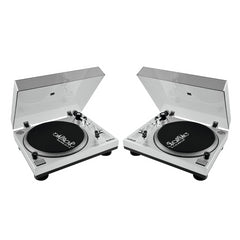 2x Omnitronic BD-1350 Plattenspieler Silber Riemenantrieb inkl. Staubschutzhülle DJ Disco Vinyl