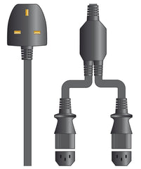 Mercury Mains Power Lead UK plug - 2 IEC Sockets 1.0m