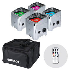 Equinox Color Raider Lithium-Batterie-Uplighter-Paket (Chromgehäuse)