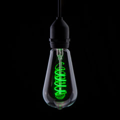Prolite 4W LED ST64 Spiral Funky Filament Lamp ES, Green