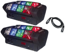 2 x Ibiza LED-Mini-Spider-Effekt, 8 x 3 W RGBW Disco-DJ-Effekt-Lichtpaket