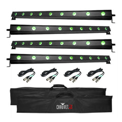 4 x ADJ UB 9H LED LIGHTING BAR 1M BATTEN 9 x 6W HEX LED UPLIGHTER DJ