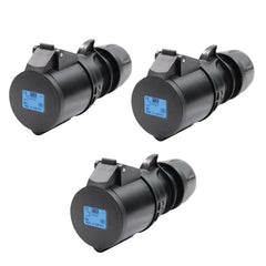 3x PCE 32A 230V 2P+E Schwarze Steckdose (223-6X) Industrielle Ceeform-Steckdose Inline-Trailing