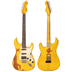 Vintage V6 Proshop Unique Guitar - Distressed Yellow