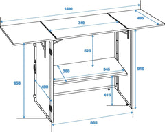 Roadinger DJ-Schreibtisch klappbar 148 x 51 cm