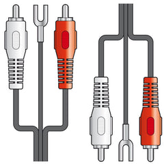 AV:Liez les fiches 2RCA aux fiches 2RCA avec fil de terre 1,2 m