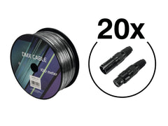 EUROLITE Set câble DMX 2x0,22 100m sw + 40 connecteurs